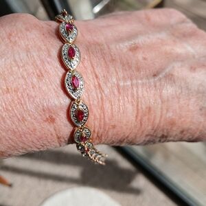 Gold Over Sterling Lab Ruby Bracelet